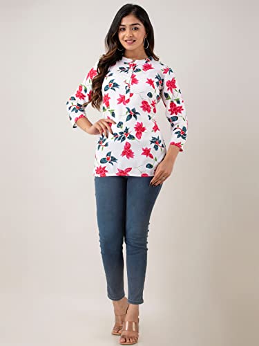 Image of feranoid Women Cotton Printed Straight Short Kurti