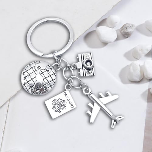 Image of iMagitek 25 Pack Travel Adventure Airplane Keychains Earth Camera Journey Aircraft Keyrings Gift For Traveler