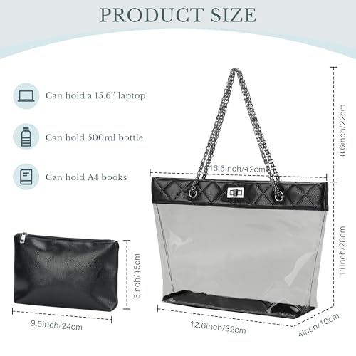 Bolso Tote Transparente con Correa Cadena 2 en 1 para Mujer miniatura 2