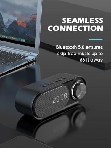 Image of Digital Alarm Clock with Bluetooth Speaker LED Display Dual Alarm USB Charging Port Snooze Function Portable Music Clock for Bedroom Office & Travel with Long Standby Time (Medium)