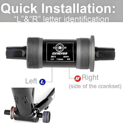 Fahrrad-Tretlager, quadratisch, konisch, für Mountainbike, MTB, Rennrad, Fatbike, optional, quadratisch, BSA 68 mm x 110,5/113/118/120/122,5 mm (68 x 122,5 mm)