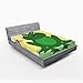 Ambesonne Frogs Fitted Sheet, Concept Amphibian Animal and Dragonfly, Soft Decorative Fabric Bedding All-Round Elastic Pocket, Full Size, Green Yellow