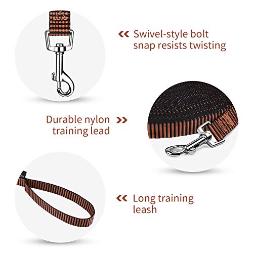 Image of Hi Kiss Dog /Puppy Obedience Recall Training Agility Lead - 15ft 20ft 30ft 50ft 100ft Training Leash - Great for Training, Play, Camping, or Backyard(15ft,Black Orange)