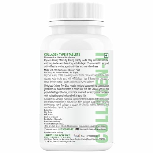 Image of HXN Joint Support Supplement Collagen Type 2 Glucosamine,Chondroitin,MSM,Boswellia,Hyaluronic Acid Supplements,Vitamin D3,Hydrolyzed Collagen Peptides For Healthy Bone,And Joints- 60 Tablets,250 grams
