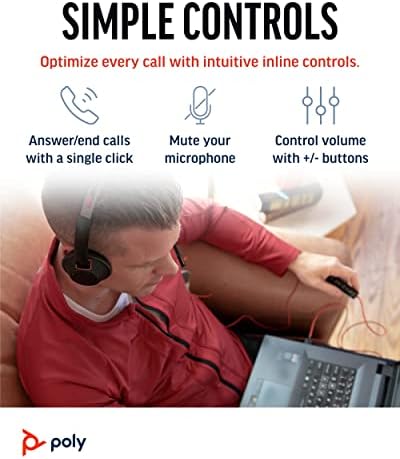 Poly - Blackwire 5220 USB-A Kulaklık (Plantronics) - Boom Mikrofonlu Kablolu, Çift Kulaklı (Stereo) Bilgisayar Kulaklığı - USB-A, PC, Mac, Tablet ve/veya Cep Telefonunuza bağlanmak için 3,5 mm - Görsel 4