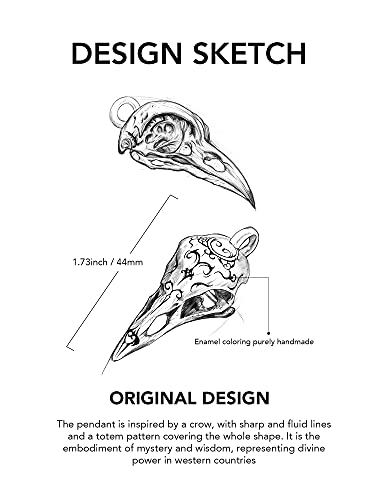 Coppertist.Wu P-Z0077HHNN Raven Skull Pendant Necklace Gothic Punk Crow Amulet Brass Animal Head Witcher Charm Jewelry Gift thumb #4