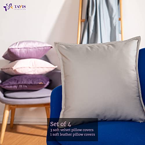 Tayis Purple Throw Pillow Covers 18 X 18, Velvet Imitation Leather Pillowcase Set Of 4, Multicolor Pillowcase, Soft Velvet Pillowcase For Bed Sofa Bedroom Home Decor #TOP2