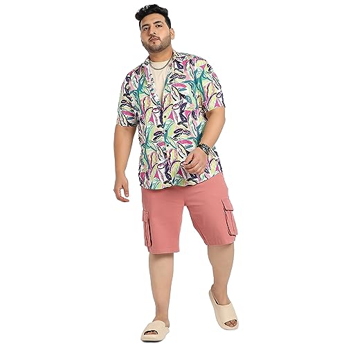 Image of Instafab Plus Men's Shirt for Casual Wear | Spread Collar | Short Sleeve | Button Closure | Plus-Size Fit | Cotton Shirt Crafted with Comfort Fit for Everyday Wear