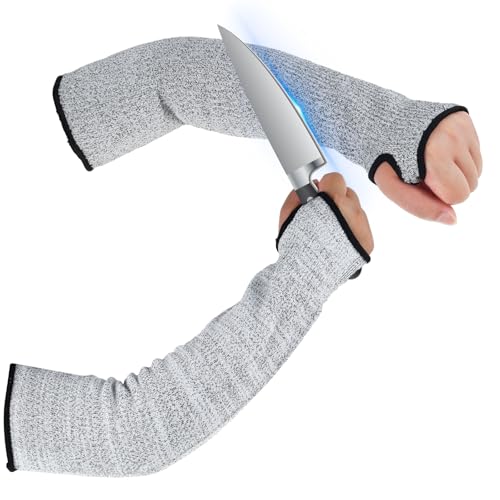 NIHUIFDPY 2 mangas de seguridad resistentes a los cortes, mangas de protección de brazo de nivel 5, protectores anticortes, protector de antebrazo y muñeca, manga de trabajo para jardín, cocina y