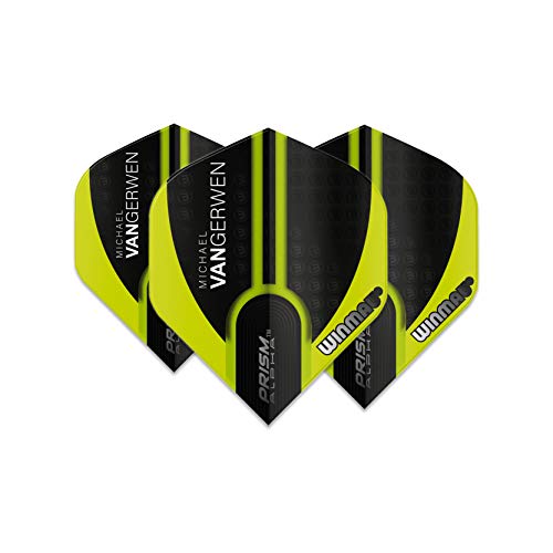 Winmau MvG Michael Van Gerwen Prism Alpha Green and Black Extra Thick Dart Flights - 1 set per pack (3 flights in total)