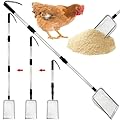PINVNBY Stainless Steel Chicken Poop Scooper 3 in 1 Adjustable Long Handle Poop Scooper for Chicken(22.3" to 47.6") Multifunctional Chicken Coop Cleaning Tools Sifting Shovel Chicken Coop Accessories