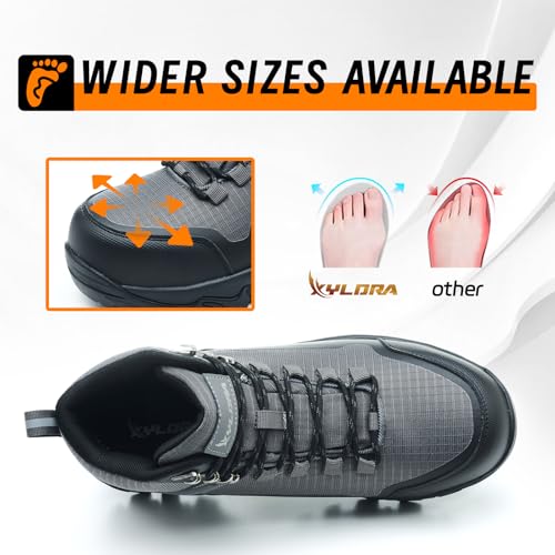 Image of Waterproof Steel Toe Boots for Men Wide Width Slip Resistant Work Shoes Lightweight Non Slip Safety Sneakers Construction Composite Toe Working Footwear