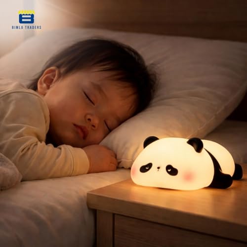 Image of Btag Cute Sleeping Panda Night Light, Silicone Color-Changing LED Touch Lamp, Nursery Nightlight, Toddler Baby Kids Decor (Sleeping Panda)