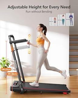 Foldable Walking Pad Treadmill with Handles and Adjustable Height, 10% Incline Walking Pad Treadmills for Home, 2.5HP Running Machines, 12KM/H Folding Treadmill with LED Screen, Remote & App Control
