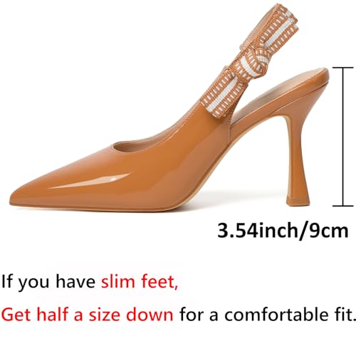 Image of RIBONGZ Sexy Slingback Pumps Elegant Dressy Heels for Women Closed Toe Pointy High Heels Wedding Bride Prom Party Evening Shoes