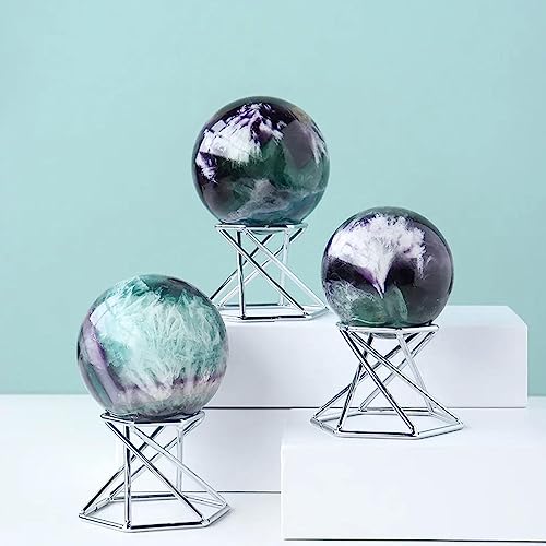 Esfera de fluorita arcoíris de 5 cm con soporte para decoración 5