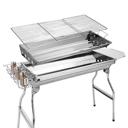 LLYY® BBQ Smoker Charcoal Barbecue Grill, Outdoor Portable Garden Hiking Picnics Stainless Steel Charcoal Oven Foldable/Garden Terrace Barbecue Frame