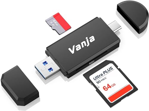 Vanja USB 3.0 SD Card Reader, USB Type C SD/Micro SD Card Reader OTG Adapter for SDXC, SDHC, SD, MMC, RS-MMC, Micro SDXC, Micro SD, Micro SDHC Card and UHS-I Cards