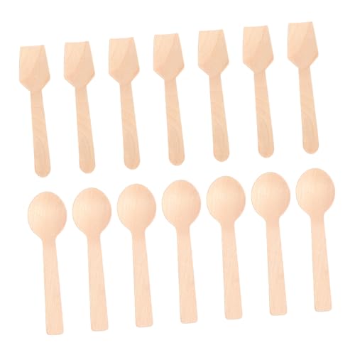 PAMINGONO 200個 使い捨て木製スプーン 木製シャベル 自然素材 無害 キャンプやパーティーに 仕上げ 滑らかな研磨加工で口当たり良好