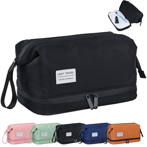 WENAUANG Neceser para Viaje Hombres y Mujer, Bolsas de Afeitado Impermeable para Accesorios de Baño, Neceser de Maquillaje con Compartimentos y Asa Reforzada para Hogar Vacaciones Viaje