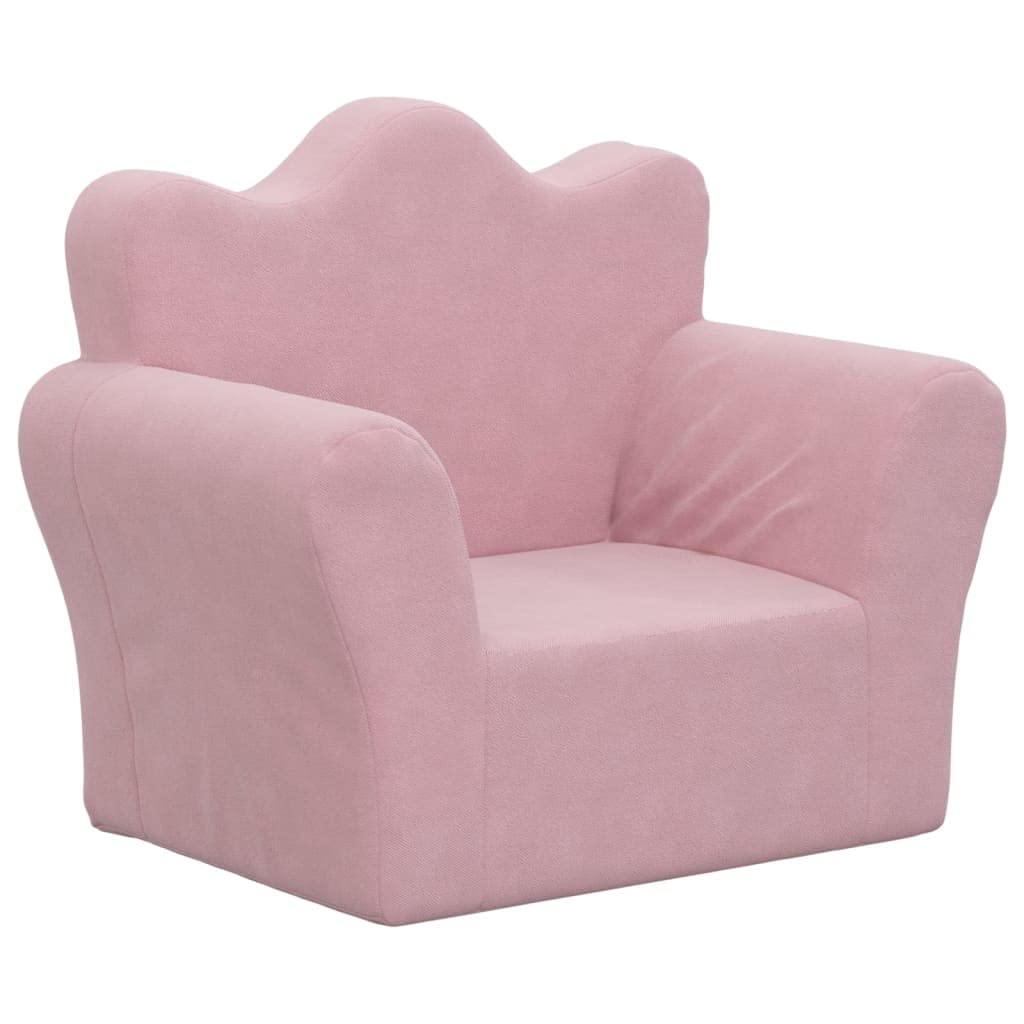 vidaXL Canapé pour Enfants, Siège avec Accoudoirs, Fauteuil avec Dossier pour Tout-Petits, Meuble de Chambre Salon, Rose Peluche Douce