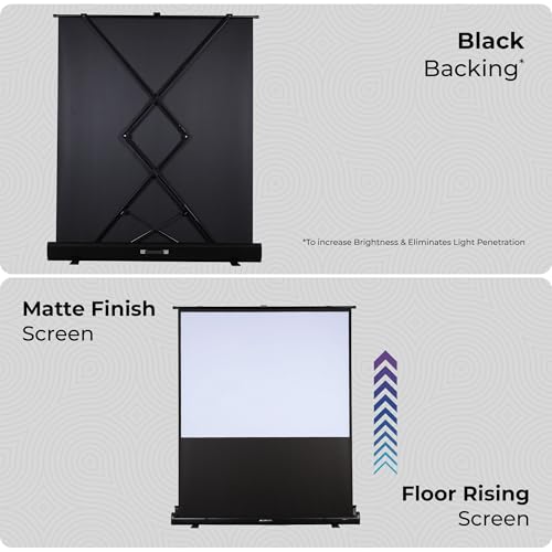 Image of Zebronics Floor Rising Projector Screen, 70-inch (177.8 cm), 4K Support, 4:3 Aspect Ratio, Wide Viewing Angle, Matte Finish, Black Backing, Durable Metal Housing (PSF70B)