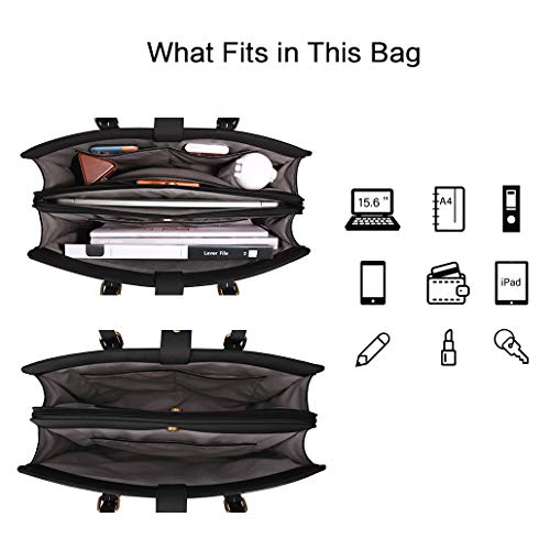ECOSUSI Laptop Bag For Women 15.6 Inch Work Tote Bags PU Leather Computer Purse For Business Office With 3 Layer Compartments