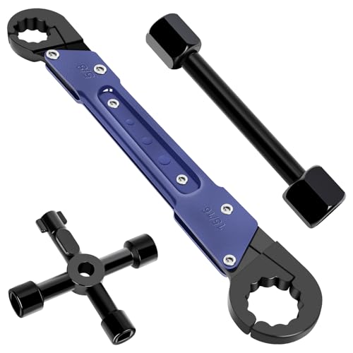 Plumbing Tools, Angle Stop Wrench Angle-On Wrench kit, Professional Plumbers wrench Angle Stop Removal Tool for Installing New Compression Angle Stop and Removing the Compression Ring