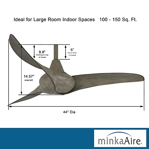 Minka-Aire F854-DRF Wave 44 Inch Ceiling Fan With Remote Control In Driftwood Finish thumb #2