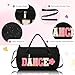 Dance Bag for Girls, KUIRAN 23L Waterproof Travel Duffel Bag with Colorful Chenille Letter, Lightweight Small Gym Sport Ballet Weekender Bag with Large Main Compartment - Black/White/Pink