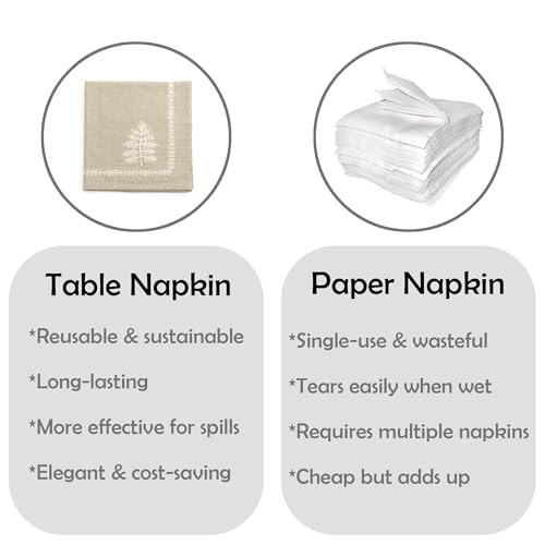 Image of R home Premium Embroidered Cotton Table Napkins Set of 6 Reusable Cloth Dinner Napkins Soft Washable Dining Table Linen Elegant Kitchen Coffee Table Decor (R home Leaf Vine, 45X45 CM)