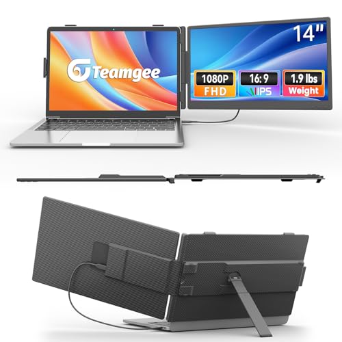 Image of Teamgee 14 Inch Laptop Screen Extender, 1080P FHD Laptop Monitor Extender, Portable Monitor for Laptops 13-17.3 inch with USB-C /HDMI Port, Plug & Play for Windows /Mac /Android /Switch /PS5