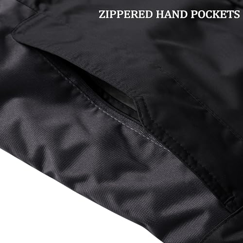 KEFITEVD Winterjacke Herren Warm Gefüttert Skijacke Winter Outdoorjacke Winddicht Allwetterjacke Thermojacke mit Kapuze Schwarz-Grau L