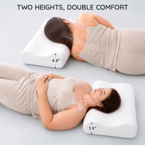 Image of AM AEROMAX 26 inch Queen Size Contour Memory Foam Pillow, Cervical Pillow for Neck Pain Relief, Neck Orthopedic Sleeping Pillows for Side, Back and Stomach Sleepers