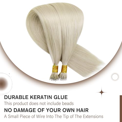 Hetto Nano Hair Extensions Real Human Hair Blonde 20 Inch, Invisible Nano Rings Hair Extension - Image 3