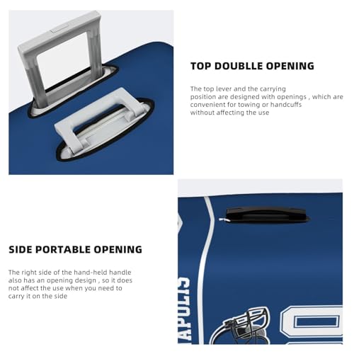 Image of Custom Indianapolis Luggage Cover Personalized Football Style Suitcase Cover with Name Number Customized Washable Elastic Sports Travel Suitcase Protector for Business Vacation Gifts