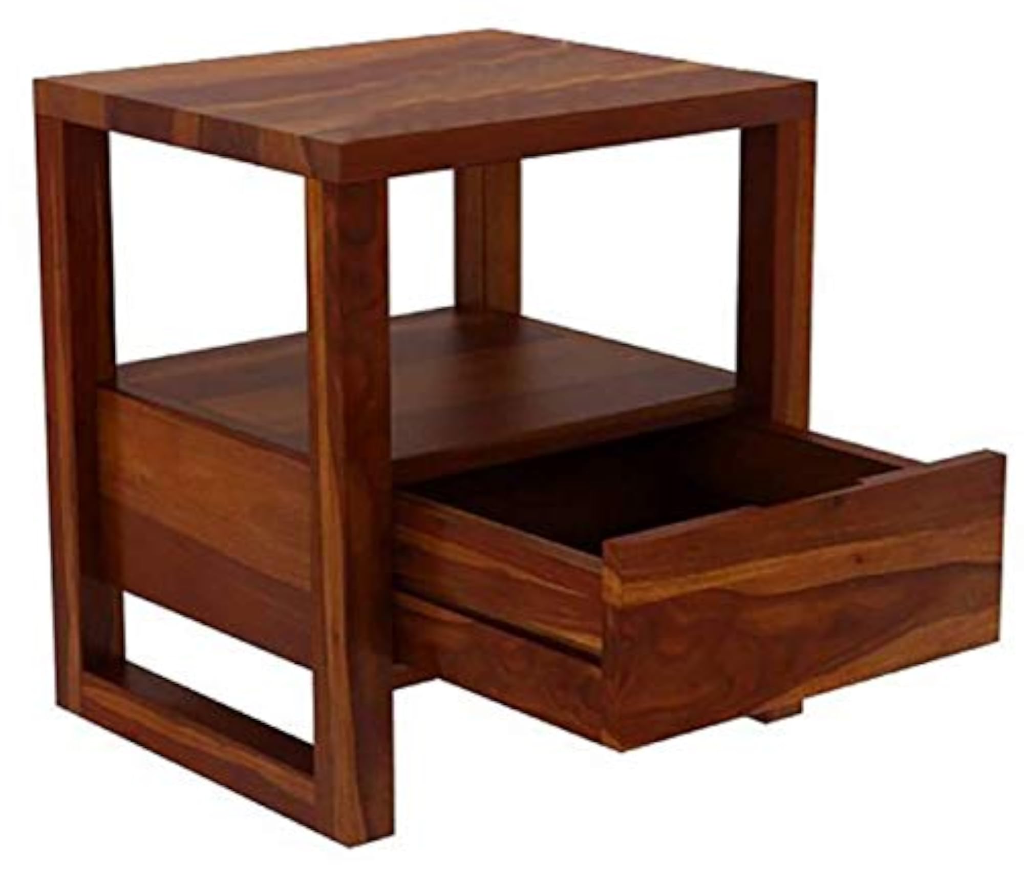 Sheesham Wood Bedside Table with Drawer and Shelf