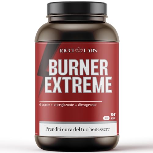 RICCI LABS Burner Extreme - Integratore con Guaranà, Glucomannano, Carnitina e Garcinia. Supporta il metabolismo e l’equilibrio dei liquidi. Senza glutine - Vegano - 100 cps - Prodotto in Italia.