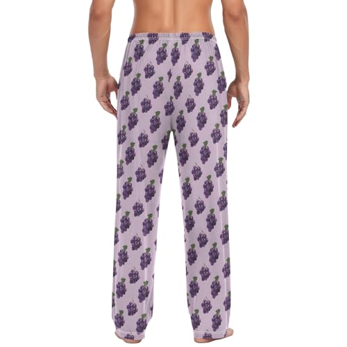 ALAZA Grape Fruit Leaf Men's Pajama Pants Lounge Pants Sleep Pajama Pant Bottoms2