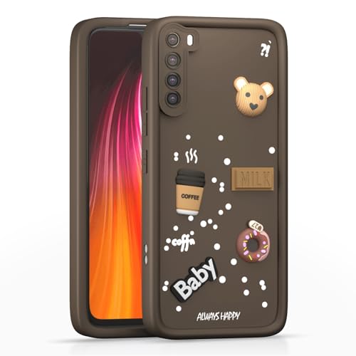 Image of Outlouders Back Cover for Redmi Note 8 | 3D Cartoon Cute Fun Bear | Silicone Full Body Protection Bumper Case (Brown)