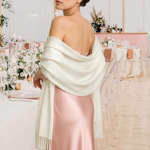 Image of RIIQIICHY Women's Fringe Shawl Wrap Pashmina Scarf for Wedding Evening