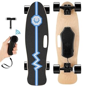 Caroma 350W Electric Skateboards with Remote, 12.4 MPH Top Speed, 7 Layers Maple, Portable Electric Longboard, Built in Intelligent BMS E Skateboard for Teens and Adults