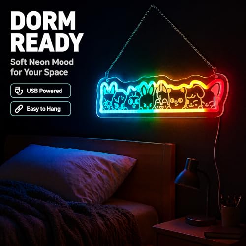 Image of K-Pop LED Neon Sign - K POP Music-Themed Wall Art | 42x11cm (16.5x4.3in), USB-Powered, For Fans, Dorm Bedroom Gaming Setup