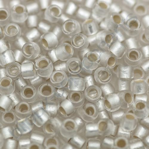 50 g TOHO Round Seed Beads Rocailles, Size 8/0, Silver Lined Frosted Crystal (# 21F), Japan, Glass โ image 1