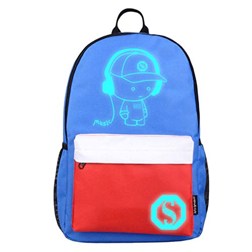Preisvergleich Produktbild fagginakss Cool Girls Boys Teens Schultaschen Anime Luminous Schulrucksack Freizeitrucksack mit USB Port Ladeanschluss Laptoptasche Handtasche Leinwand Schulter Daypack Outdoor Rucksack