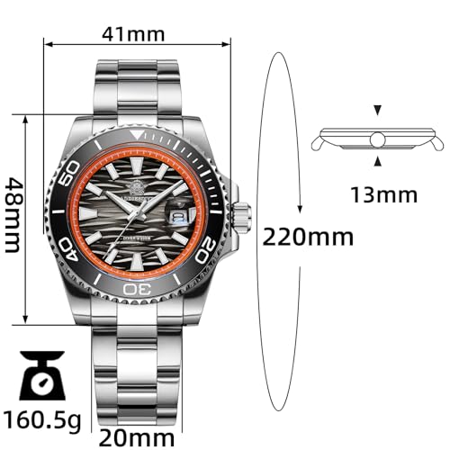Image of ADDIESDIVE 41 MM Mens Dive Watch 200 M Waterproof BGW9 Luminous Ceramic Bezel Date Display Quartz Analog Wrist Watches Wave Textured Dial