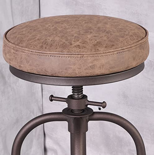 Butaco Industrial Ajustable de Altura, Giratorio 360° con Reposapiés, Asiento de Cuero Sintético y Base de Metal en Color Cobre, para Cocina, Comedor, Pub y Bistró, Juego de 2 miniatura 5