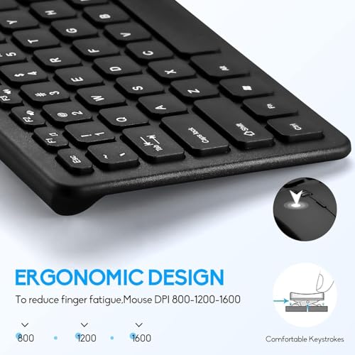Image of Wireless Keyboard and Mouse Combo, Compact Quiet Wireless Keyboard and Mouse Set 2.4G Ultra-Thin Sleek Design for Windows, Computer, Desktop, PC, Notebook, Laptop (Black01)