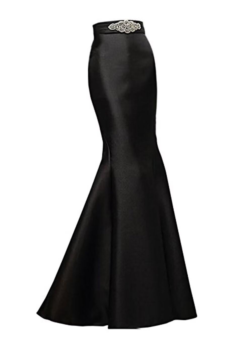 Diandiai Satin Mermaid Long Skirt Evening Party Prom Skirt Beads Women Dress Black