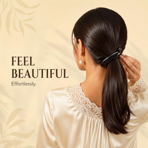 Image of Glaze Glossy Finish Curved Claw Hair Clips for Women & Girls | Strong Grip Non-Slip Hair Jaw Clips for Thick, Thin & Curly Hair | Everyday Styling Accessories | Black, Pack of 3 (small)